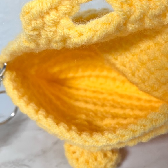 Yellow Crochet Mini Wristlet Clutch - Picture 9 of 10